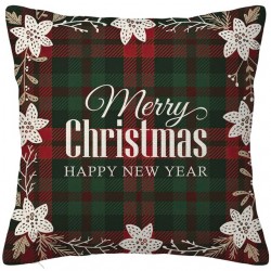 Наволочка для рождественской декоративной подушки. Marry Christmas Happy New Year