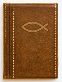 Обложка на паспорт отделением для автодокументов ПВХ. Рыбка (коричневый)
