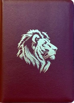 Библия. Синодальный перевод 076zti код C8 большого формата на молнии с индексами Золотой лев (цвет бордовый пятнистый)