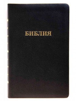 Библия. Синодальный перевод 057 MZG ИИЖ среднего формата на молнии (Черная Халип) 223х145х25мм
