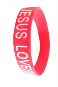 Браслет силиконовый «JESUS LOVES YOU» (красный)