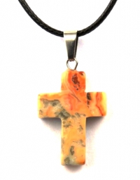 Кулон в виде креста из натурального камня (кружевной агат)